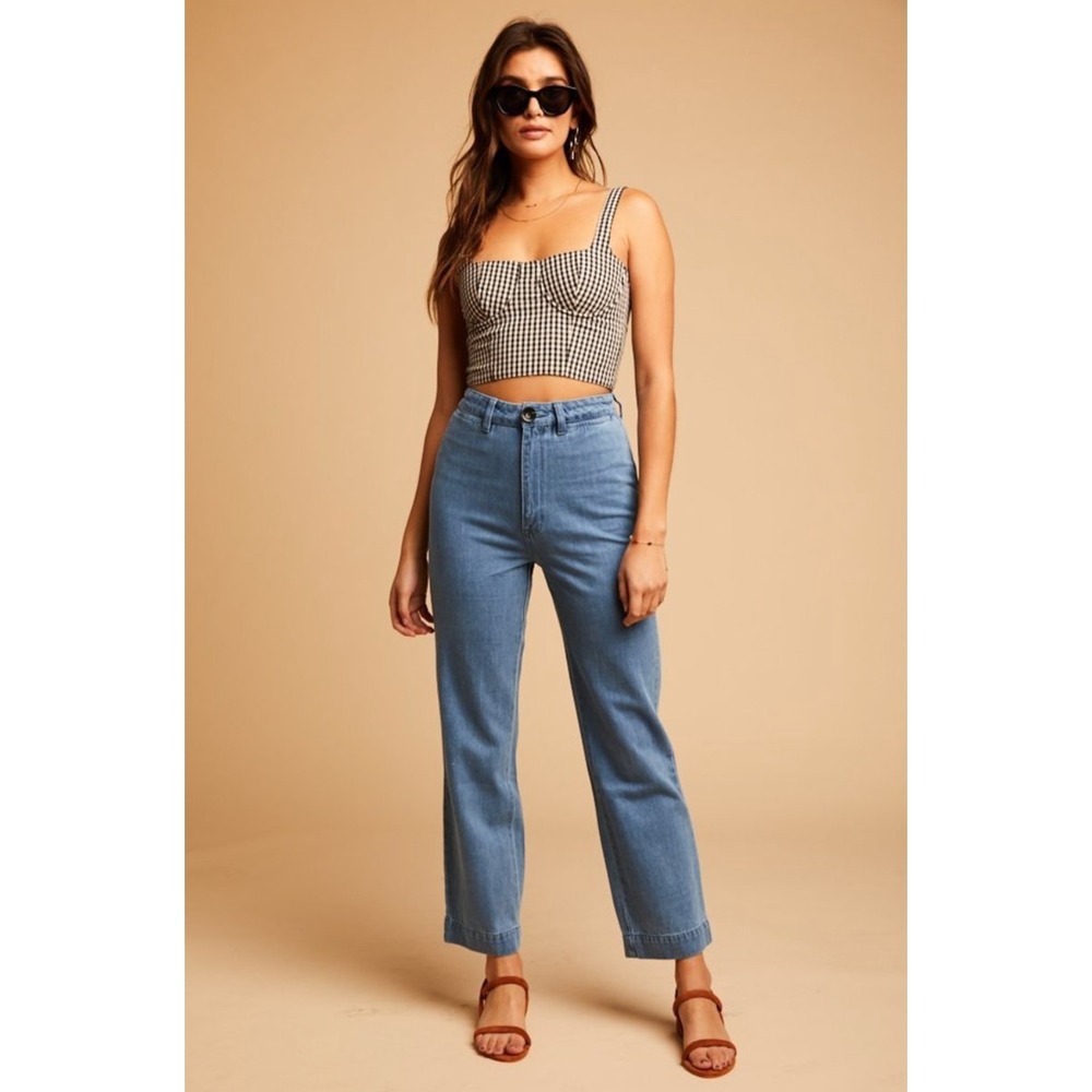 Rolla Slim Sailor Straight Leg Pants in Medium Wash Denim Size 25